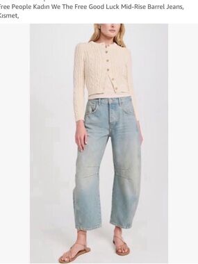Free People Light Blue Wide-Leg Mid-Rise Barrel Jeans